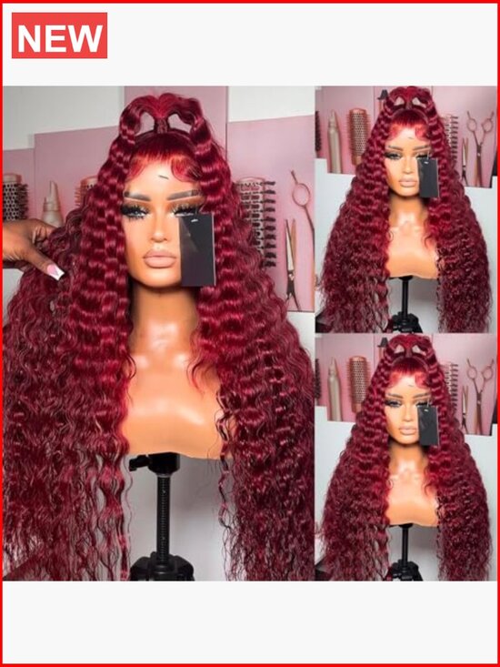 HD Transparent Lace Front Wig 26 Inch Deep Wave Pre-Plucked Glueless 200%